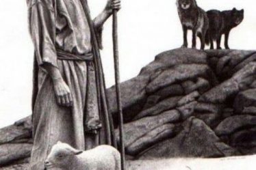 Jésus avec agneau et loups