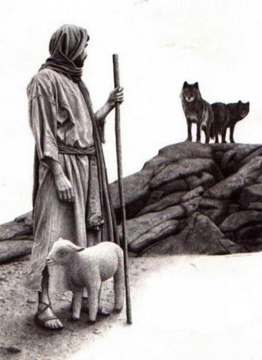 Jésus avec agneau et loups