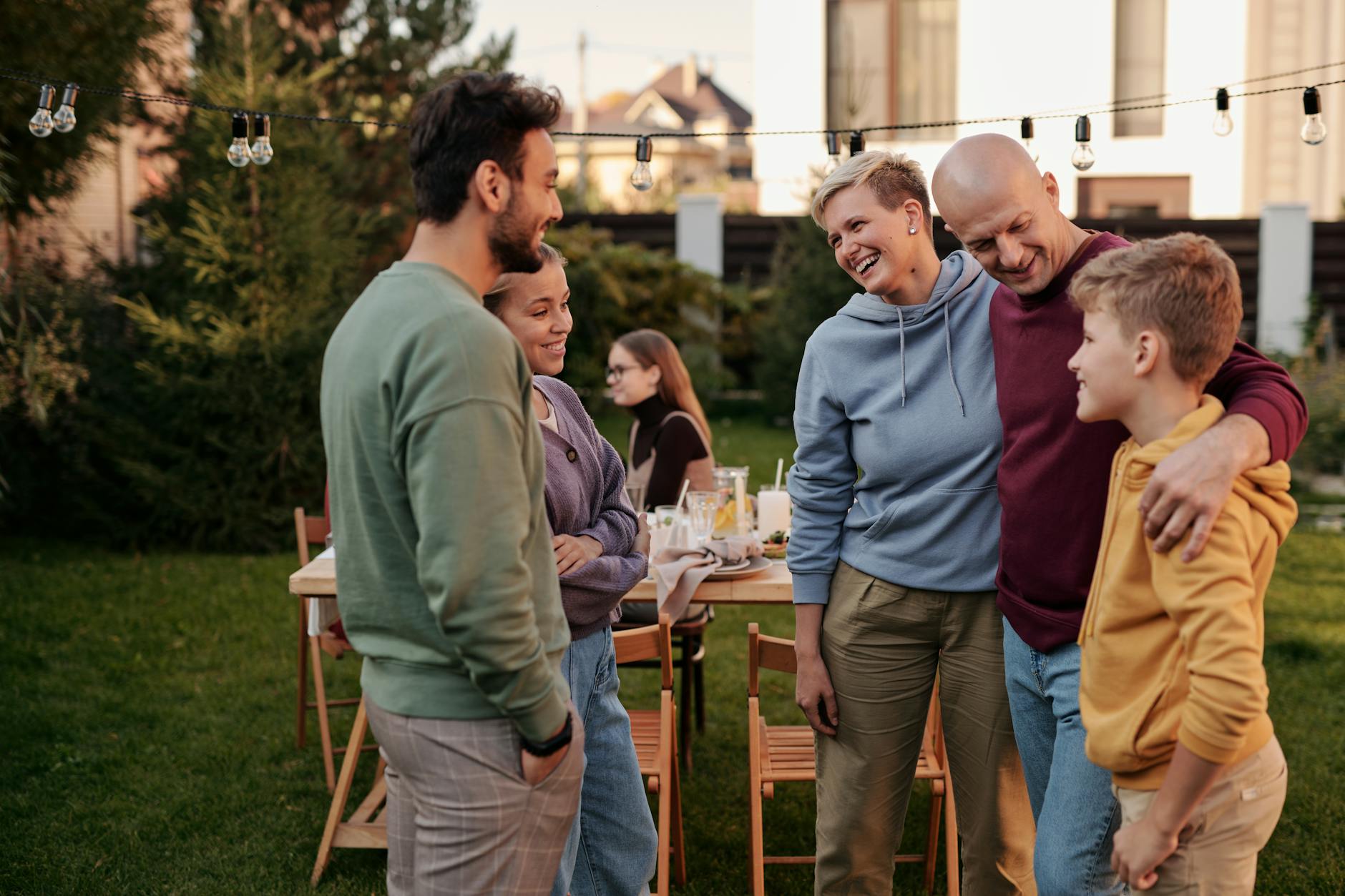 amicable family having fun together
